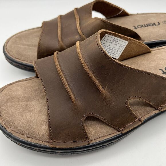 NEW Riemot Men’s Brown Leather Arch Support Comfort Slide Sandals EU 42 US 9 - Picture 3 of 10